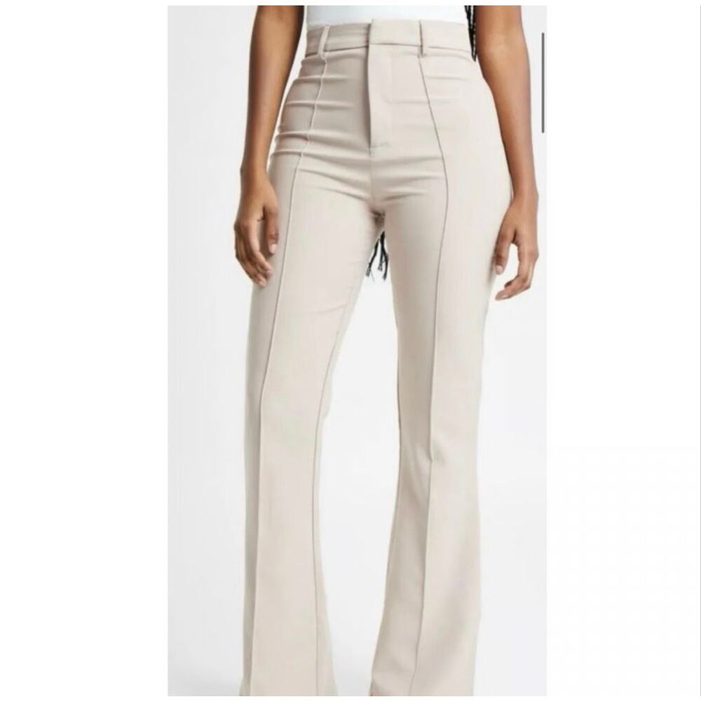 BOA (Because of Alice) Women’s Cream Faux Leather Flare Pants Size Small